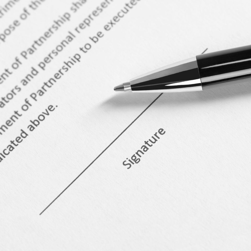 Signature field on document with pen